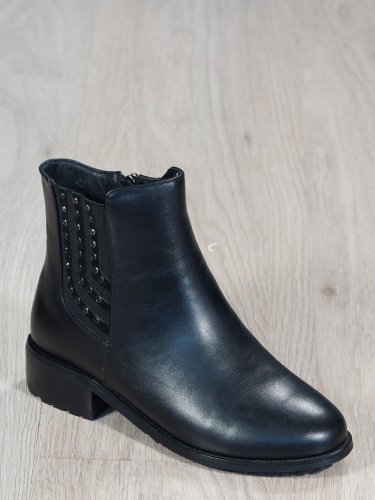 Широкие демисезонные ботильоны Аскалини 20789 черные Широкие демисезонные ботильоны Аскалини 20789 черные