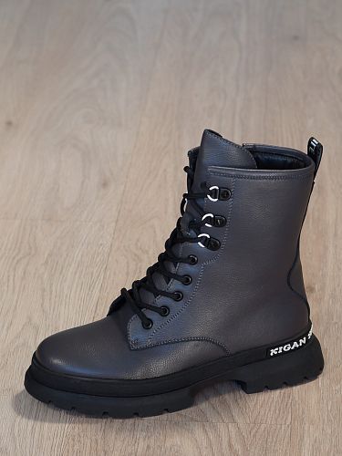 Кожаные зимние ботинки Эвали 91580-1245 серые