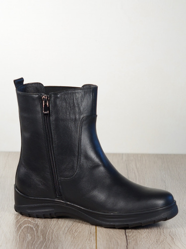 Зимние кожаные полусапоги 2239 черные фото 2